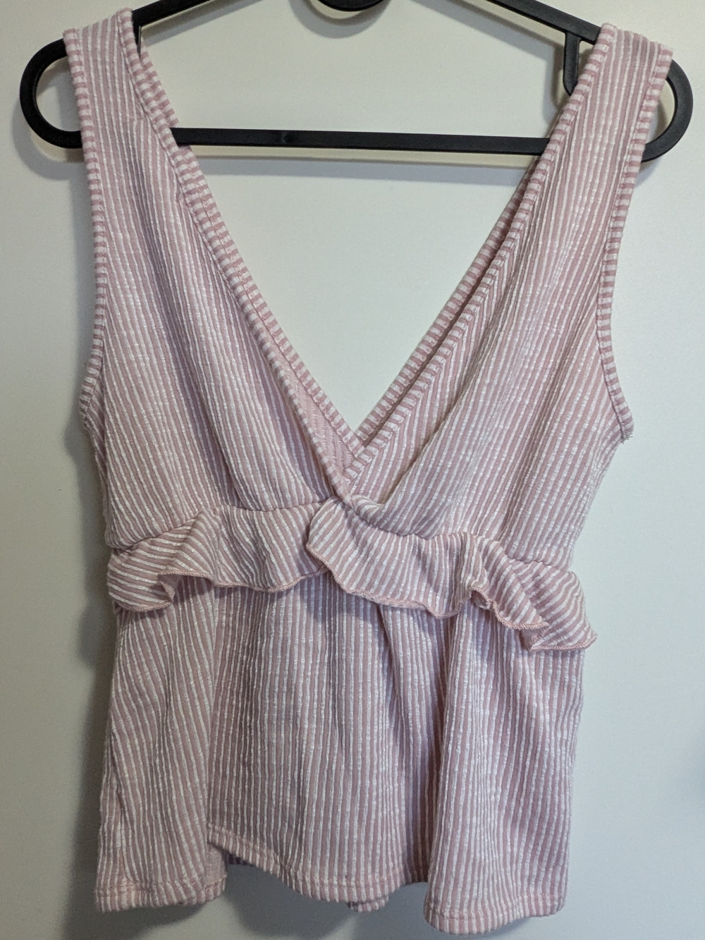 Striped Baby Pink Peplum Tank Top